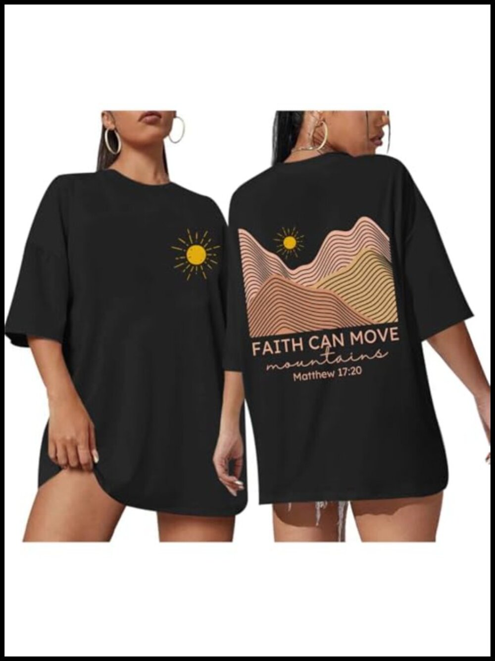 Oversized Christian T Shirt Faith Mountains Graphic Tee Vintage Cotton Blend